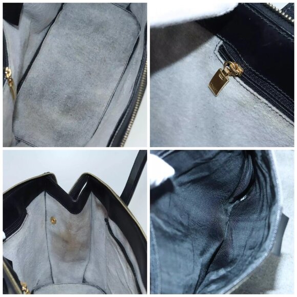 CELINE Macadam Canvas Hand Bag PVC Leather Black Gold Auth 91011 - Picture 15 of 16